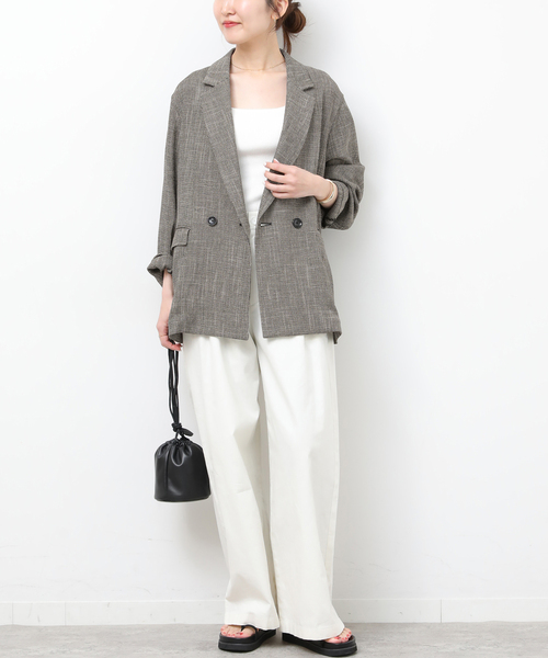 JOURNAL STANDARD relume（ジャーナルスタンダード　レリューム）の「《追加》［防シワ/手洗い可］ドライスラブテーラードジャケット（テーラードジャケット・レディース・ブラック/ブラック系その他・FREE）」の12枚目の写真