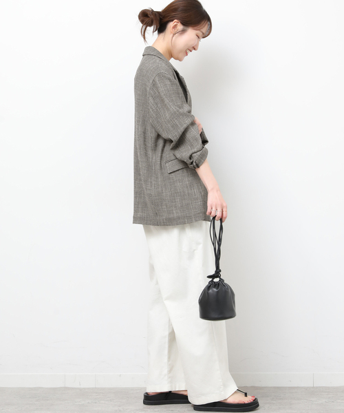 JOURNAL STANDARD relume（ジャーナルスタンダード　レリューム）の「《追加》［防シワ/手洗い可］ドライスラブテーラードジャケット（テーラードジャケット・レディース・ブラック/ブラック系その他・FREE）」の13枚目の写真