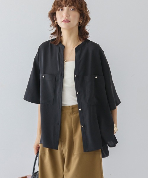 AMERICAN HOLIC(アメリカンホリック)の「【WEB限定】ミリタリーWポケットスキッパーシャツ(シャツ/ブラウス・レディース・カーキ/ブラック/グレイッシュベージュ/ブラウン・M/L)」の20枚目の写真