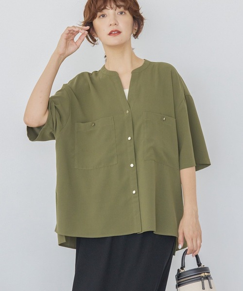 AMERICAN HOLIC(アメリカンホリック)の「【WEB限定】ミリタリーWポケットスキッパーシャツ(シャツ/ブラウス・レディース・カーキ/ブラック/グレイッシュベージュ/ブラウン・M/L)」の9枚目の写真