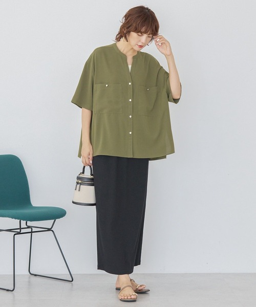 AMERICAN HOLIC(アメリカンホリック)の「【WEB限定】ミリタリーWポケットスキッパーシャツ(シャツ/ブラウス・レディース・カーキ/ブラック/グレイッシュベージュ/ブラウン・M/L)」の11枚目の写真