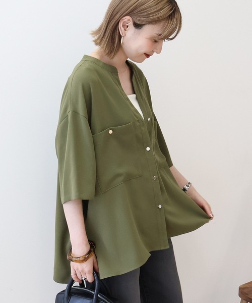 AMERICAN HOLIC(アメリカンホリック)の「【WEB限定】ミリタリーWポケットスキッパーシャツ(シャツ/ブラウス・レディース・カーキ/ブラック/グレイッシュベージュ/ブラウン・M/L)」の14枚目の写真