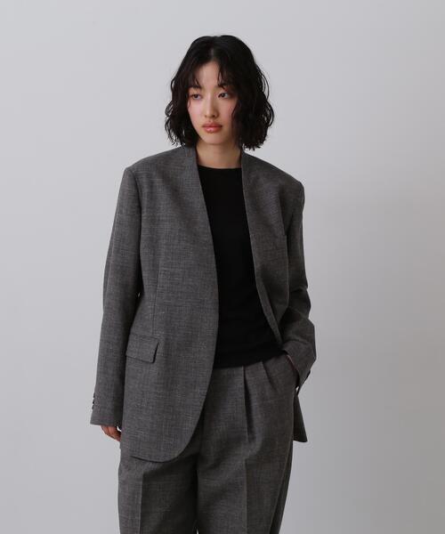 YLEVE(イレーヴ)の「YLEVE / WOOL LINEN COLLARLESS JACKET(テーラードジャケット・レディース・グレー・0/1)」の1枚目の写真