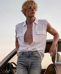 UNTAGE（アンテージ）の「リネンサファリ袖なしシャツ[ホワイト(ユニセックス)]_UTS-SS21（シャツ/ブラウス）」