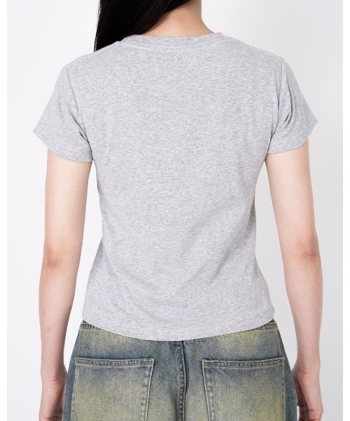 YOOU(ユー)の「MESSAGE TEE(Tシャツ/カットソー・レディース・ホワイト/グレー・FREE)」の5枚目の写真