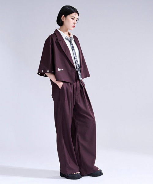 Ellno Loset(エルノロゼット)の「トグルロックタックワイドパンツ/SETUP対応(スラックス・メンズ・ブラック/ワインレッド・SMALL/X-SMALL/LARGE/MEDIUM)」の22枚目の写真