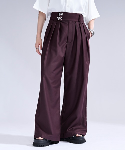 Ellno Loset(エルノロゼット)の「トグルロックタックワイドパンツ/SETUP対応(スラックス・メンズ・ブラック/ワインレッド・SMALL/X-SMALL/LARGE/MEDIUM)」の17枚目の写真