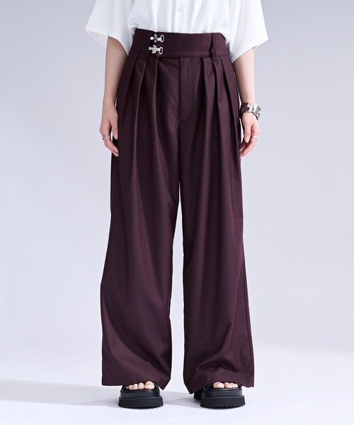 Ellno Loset(エルノロゼット)の「トグルロックタックワイドパンツ/SETUP対応(スラックス・メンズ・ブラック/ワインレッド・SMALL/X-SMALL/LARGE/MEDIUM)」の18枚目の写真