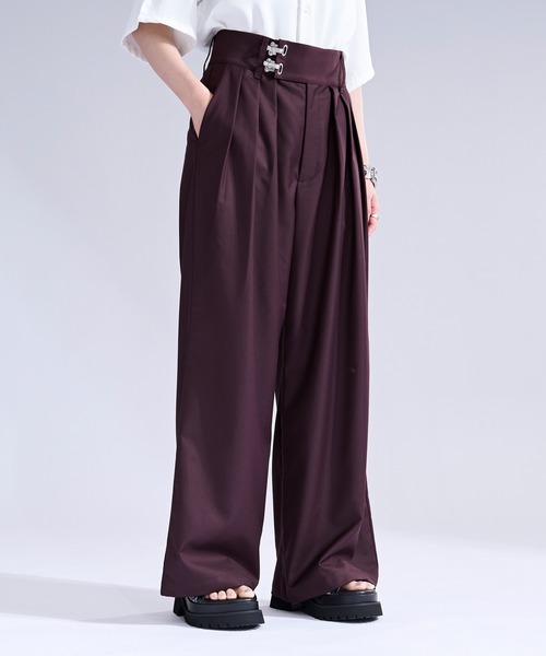 Ellno Loset(エルノロゼット)の「トグルロックタックワイドパンツ/SETUP対応(スラックス・メンズ・ブラック/ワインレッド・SMALL/X-SMALL/LARGE/MEDIUM)」の19枚目の写真
