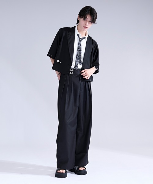 Ellno Loset(エルノロゼット)の「トグルロックタックワイドパンツ/SETUP対応(スラックス・メンズ・ブラック/ワインレッド・SMALL/X-SMALL/LARGE/MEDIUM)」の11枚目の写真