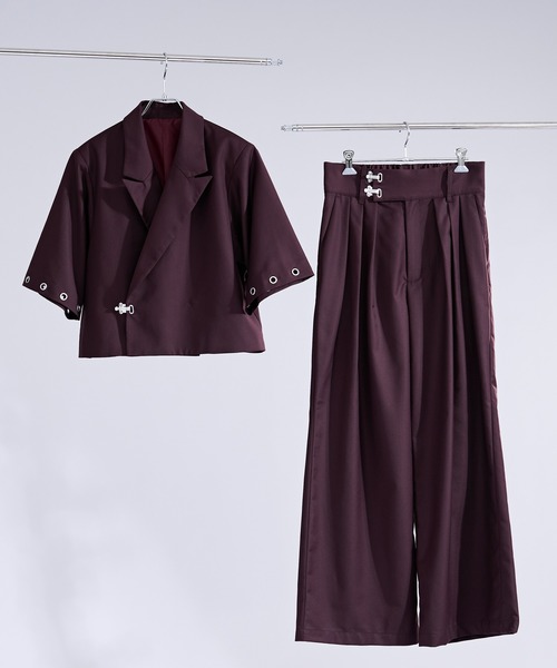 Ellno Loset(エルノロゼット)の「トグルロックタックワイドパンツ/SETUP対応(スラックス・メンズ・ブラック/ワインレッド・SMALL/X-SMALL/LARGE/MEDIUM)」の16枚目の写真