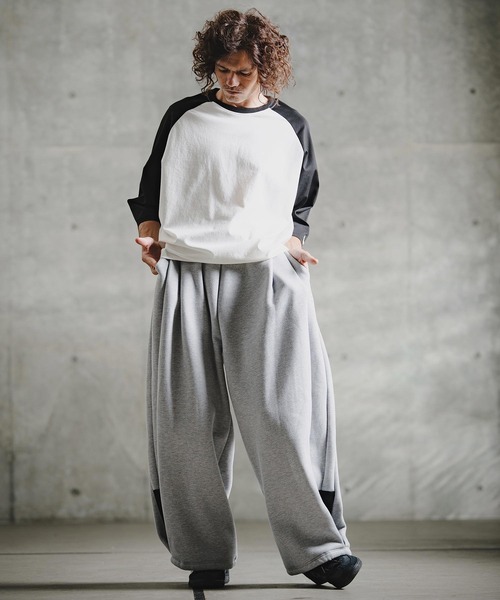 GLIMCLAP(グリムクラップ)の「mlt5758-Smooth Jersey 3-4 Sleeve Raglan T-shirt 7分袖ラグランTシャツ(211-020-gla-cg)(Tシャツ/カットソー・メンズ・チャコールグレー×ブラック/ホワイト×ブラック/ネイビー系・S/L/M)」の4枚目の写真