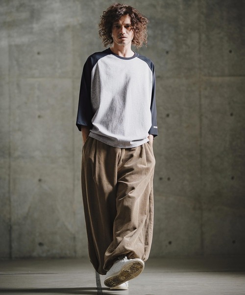 GLIMCLAP(グリムクラップ)の「mlt5758-Smooth Jersey 3-4 Sleeve Raglan T-shirt 7分袖ラグランTシャツ(211-020-gla-cg)(Tシャツ/カットソー・メンズ・チャコールグレー×ブラック/ホワイト×ブラック/ネイビー系・S/L/M)」の9枚目の写真