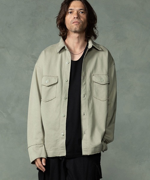 EGO TRIPPING(エゴトリッピング)の「ms6590-SWEAT OVER SHIRTS スウェットシャツ(616754)(シャツ/ブラウス・メンズ・チャコール/グレー/レッド/ブラック・46/48)」の1枚目の写真