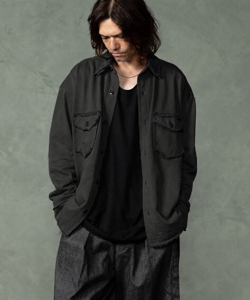 EGO TRIPPING(エゴトリッピング)の「ms6590-SWEAT OVER SHIRTS スウェットシャツ(616754)(シャツ/ブラウス・メンズ・チャコール/グレー/レッド/ブラック・46/48)」の3枚目の写真