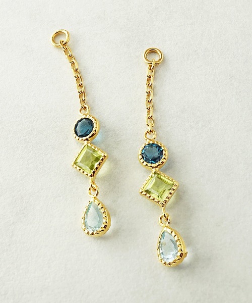 Palette】SV ブルートパーズ×ペリドットチャーム（ピアス（両耳用