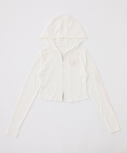 one after another NICE CLAUP(ワンアフターアナザーナイスクラップ)の「【UVカット/接触冷感/セットアップ可能/パンツ別売り】刺しゅうパーカー(パーカー・レディース・ピンク/サックスブルー/オフホワイト/ブラック・FREE)」の14枚目の写真