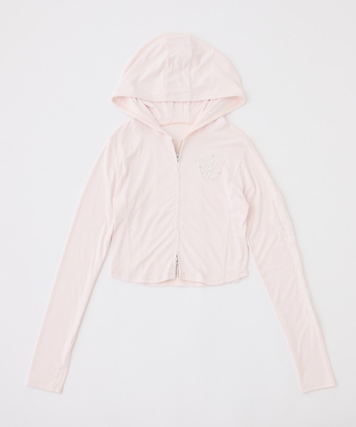 one after another NICE CLAUP(ワンアフターアナザーナイスクラップ)の「【UVカット/接触冷感/セットアップ可能/パンツ別売り】刺しゅうパーカー(パーカー・レディース・ピンク/サックスブルー/オフホワイト/ブラック・FREE)」の15枚目の写真