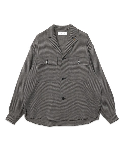 CULLNI（クルニ）の「Mix Yarn Mesh Notched Lapel Shirt Blouson（ブルゾン・メンズ・ブラック系/ブルー系/ベージュ系・2/1/0）」の5枚目の写真
