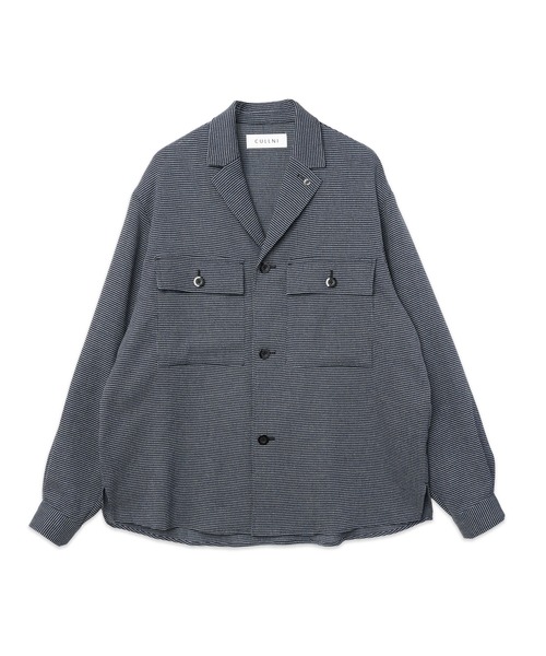 CULLNI（クルニ）の「Mix Yarn Mesh Notched Lapel Shirt Blouson（ブルゾン・メンズ・ブラック系/ブルー系/ベージュ系・2/1/0）」の12枚目の写真