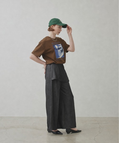 uchi.(ウチ)の「グラフィックデザインプリント半袖Tシャツ(Tシャツ/カットソー・レディース・ブラウン/オフホワイト/サックスブルー・FREE)」の20枚目の写真