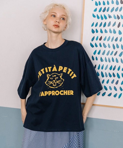 POU DOU DOU(プードゥドゥ)の「WILDCATプリントワイドTee(Tシャツ/カットソー・レディース・ネイビー/オートミール/ブルー・3)」の19枚目の写真