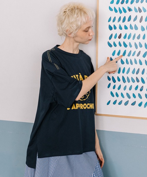 POU DOU DOU(プードゥドゥ)の「WILDCATプリントワイドTee(Tシャツ/カットソー・レディース・ネイビー/オートミール/ブルー・3)」の20枚目の写真