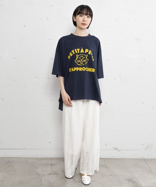 POU DOU DOU(プードゥドゥ)の「WILDCATプリントワイドTee(Tシャツ/カットソー・レディース・ネイビー/オートミール/ブルー・3)」の21枚目の写真
