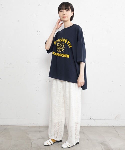 POU DOU DOU(プードゥドゥ)の「WILDCATプリントワイドTee(Tシャツ/カットソー・レディース・ネイビー/オートミール/ブルー・3)」の22枚目の写真