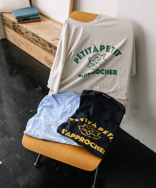 POU DOU DOU(プードゥドゥ)の「WILDCATプリントワイドTee(Tシャツ/カットソー・レディース・ネイビー/オートミール/ブルー・3)」の6枚目の写真