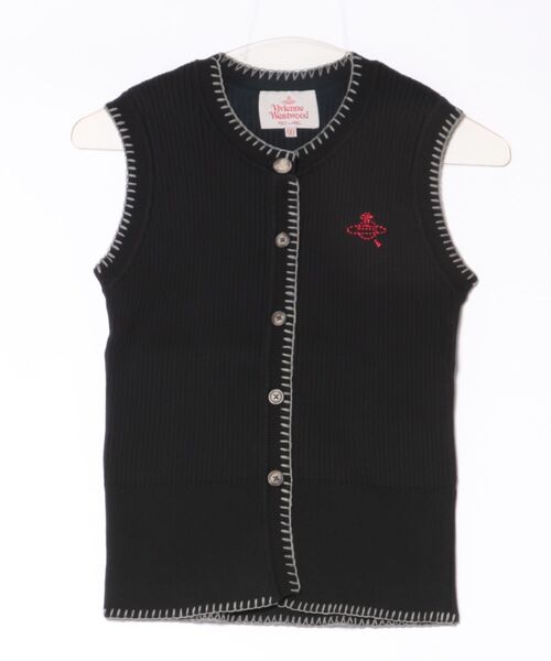 Vivienne Westwood（ヴィヴィアンウエストウッド）の「ﾌﾞﾗﾝｹｯﾄｽﾃｯﾁﾘﾌﾞﾍﾞｽﾄ（カーディガン/ボレロ・レディース・ベージュ/ホワイト/ブラック・FREE）」の2枚目の写真