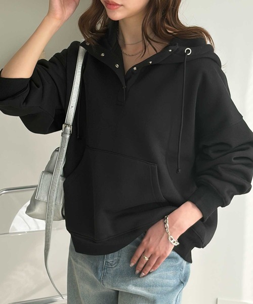 GeeRA(ジーラ)の「アノラック風裏起毛パーカー(パーカー・レディース・ブラック/オートミール・X-LARGE/LARGE/MEDIUM)」の4枚目の写真