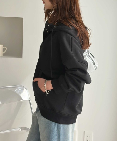 GeeRA(ジーラ)の「アノラック風裏起毛パーカー(パーカー・レディース・ブラック/オートミール・X-LARGE/LARGE/MEDIUM)」の5枚目の写真
