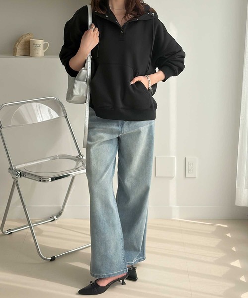 GeeRA(ジーラ)の「アノラック風裏起毛パーカー(パーカー・レディース・ブラック/オートミール・X-LARGE/LARGE/MEDIUM)」の7枚目の写真