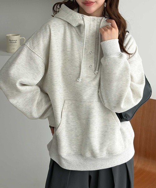 GeeRA(ジーラ)の「アノラック風裏起毛パーカー(パーカー・レディース・ブラック/オートミール・X-LARGE/LARGE/MEDIUM)」の9枚目の写真