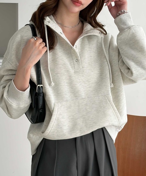 GeeRA(ジーラ)の「アノラック風裏起毛パーカー(パーカー・レディース・ブラック/オートミール・X-LARGE/LARGE/MEDIUM)」の13枚目の写真