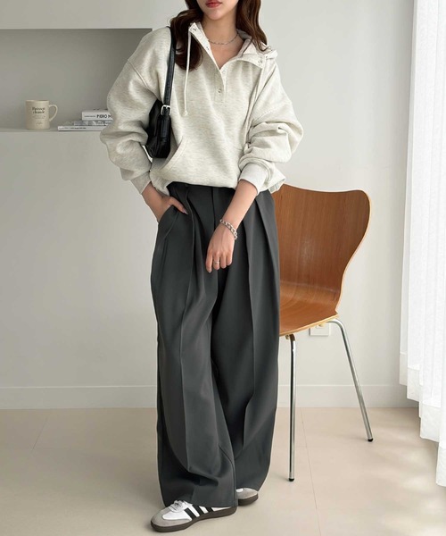 GeeRA(ジーラ)の「アノラック風裏起毛パーカー(パーカー・レディース・ブラック/オートミール・X-LARGE/LARGE/MEDIUM)」の15枚目の写真