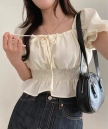 2WAY仕様!オフショル シャーリング フリルブラウス 半袖 全5色