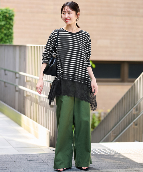 SLOBE IENA(スローブイエナ)の「《シリーズあり》レースコンビボーダーカットソー(Tシャツ/カットソー・レディース・ブラック/ホワイト・FREE)」の15枚目の写真