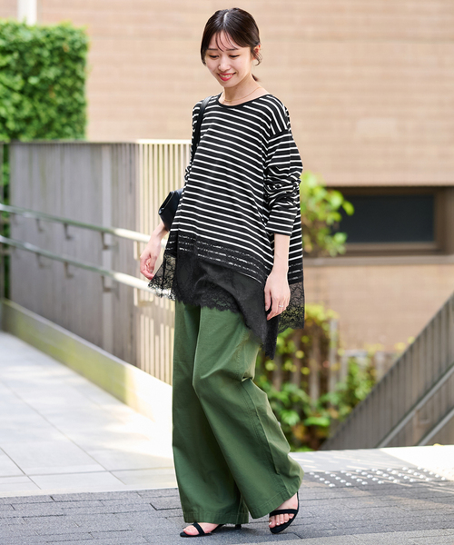 SLOBE IENA(スローブイエナ)の「《シリーズあり》レースコンビボーダーカットソー(Tシャツ/カットソー・レディース・ブラック/ホワイト・FREE)」の16枚目の写真