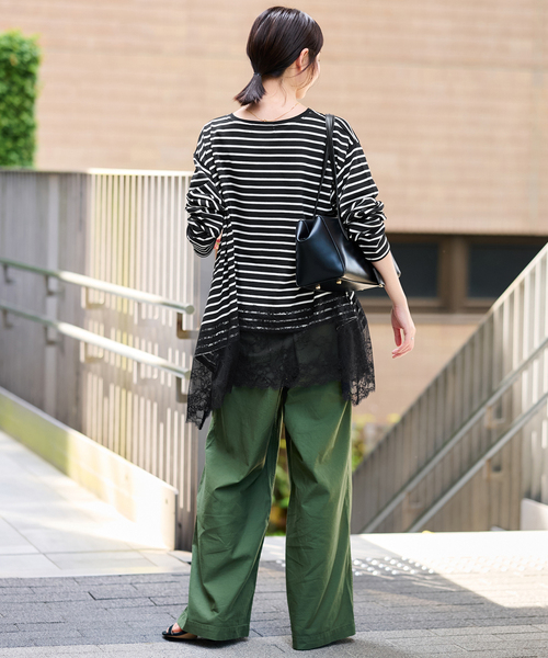 SLOBE IENA(スローブイエナ)の「《シリーズあり》レースコンビボーダーカットソー(Tシャツ/カットソー・レディース・ブラック/ホワイト・FREE)」の17枚目の写真