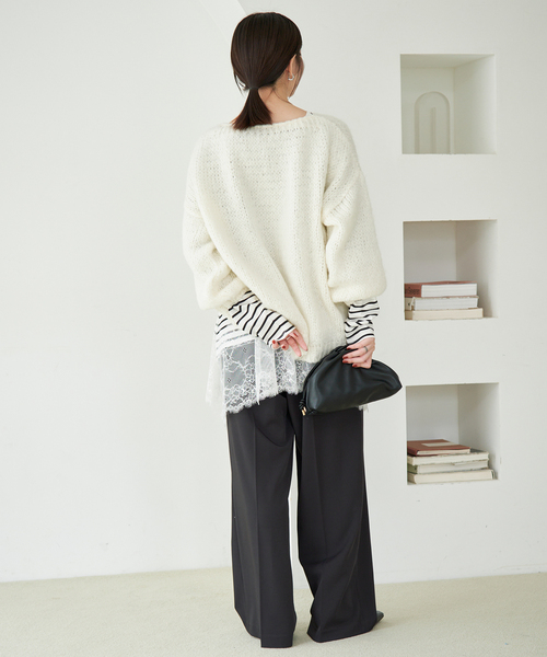SLOBE IENA(スローブイエナ)の「《シリーズあり》レースコンビボーダーカットソー(Tシャツ/カットソー・レディース・ブラック/ホワイト・FREE)」の20枚目の写真