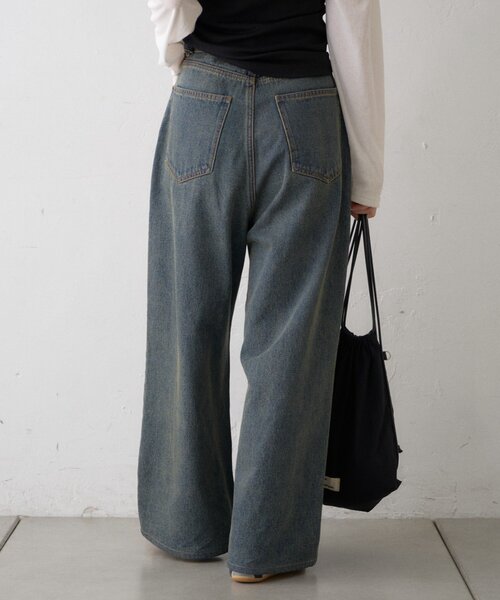 CIAOPANIC TYPY(チャオパニックティピー)の「【UNISEX】ベルト付きオーバーダイ加工ワイドデニムパンツ(デニムパンツ・レディース・ブルー/ブラウン・LARGE/MEDIUM)」の8枚目の写真