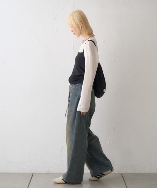 CIAOPANIC TYPY(チャオパニックティピー)の「【UNISEX】ベルト付きオーバーダイ加工ワイドデニムパンツ(デニムパンツ・レディース・ブルー/ブラウン・LARGE/MEDIUM)」の10枚目の写真