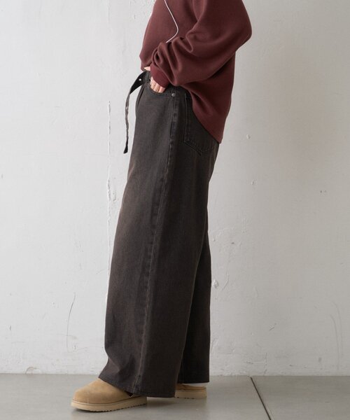 CIAOPANIC TYPY(チャオパニックティピー)の「【UNISEX】ベルト付きオーバーダイ加工ワイドデニムパンツ(デニムパンツ・レディース・ブルー/ブラウン・LARGE/MEDIUM)」の14枚目の写真