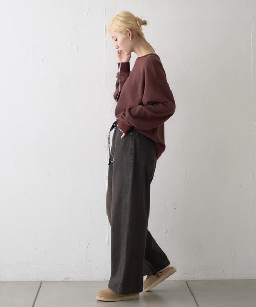 CIAOPANIC TYPY(チャオパニックティピー)の「【UNISEX】ベルト付きオーバーダイ加工ワイドデニムパンツ(デニムパンツ・レディース・ブルー/ブラウン・LARGE/MEDIUM)」の18枚目の写真