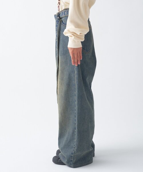 CIAOPANIC TYPY(チャオパニックティピー)の「【UNISEX】ベルト付きオーバーダイ加工ワイドデニムパンツ(デニムパンツ・レディース・ブルー/ブラウン・LARGE/MEDIUM)」の21枚目の写真