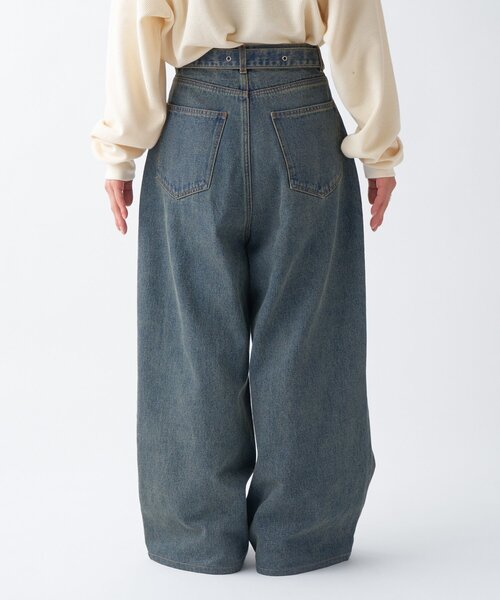 CIAOPANIC TYPY(チャオパニックティピー)の「【UNISEX】ベルト付きオーバーダイ加工ワイドデニムパンツ(デニムパンツ・レディース・ブルー/ブラウン・LARGE/MEDIUM)」の22枚目の写真