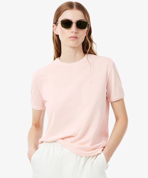 LACOSTE(ラコステ)の「飾り切りネックワントーンTシャツ(Tシャツ/カットソー・レディース・オフホワイト/ライトピンク・34/38/36/40)」の15枚目の写真