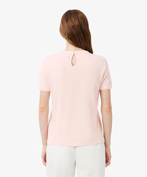 LACOSTE(ラコステ)の「飾り切りネックワントーンTシャツ(Tシャツ/カットソー・レディース・オフホワイト/ライトピンク・34/38/36/40)」の17枚目の写真